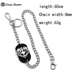Punk Studded Skull Biker Leather Wallet Mens Clip Chain