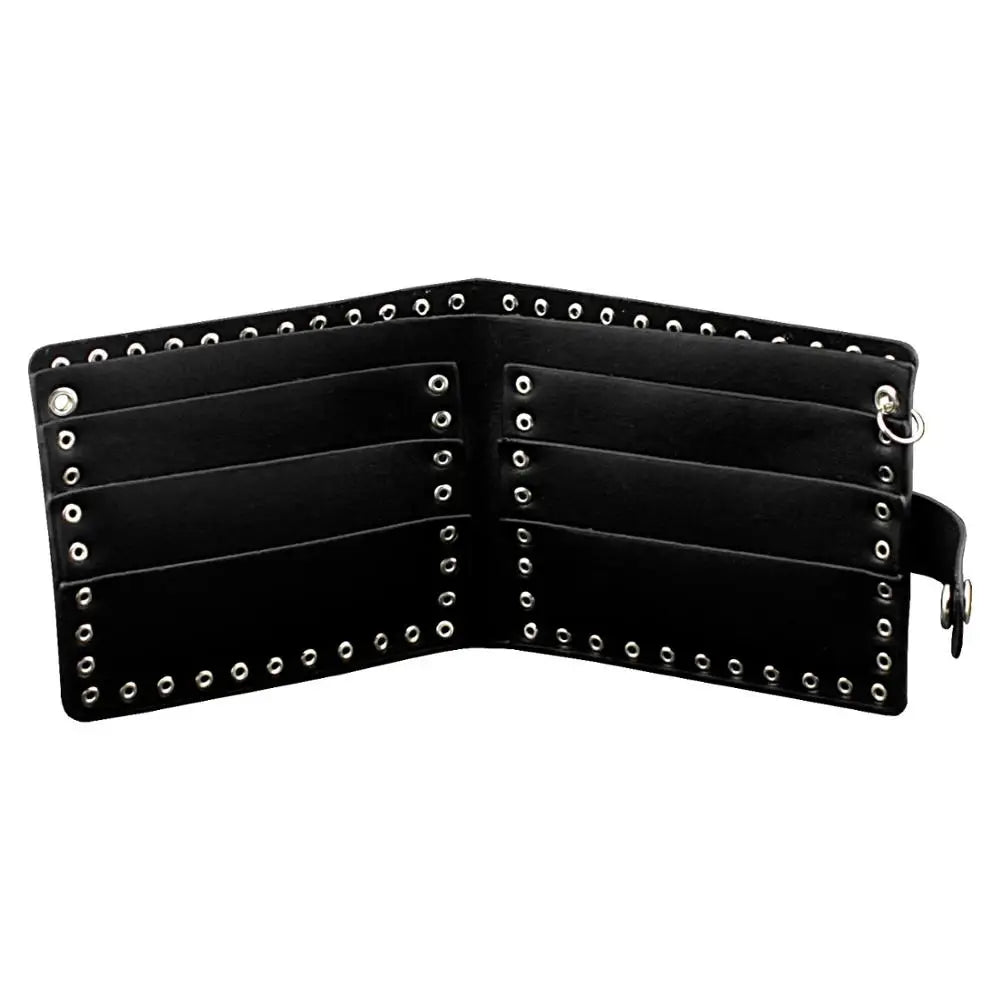 Punk Studded Skull Biker Leather Wallet Mens Clip Chain