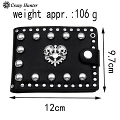 Punk Studded Skull Biker Leather Wallet Mens Clip Chain