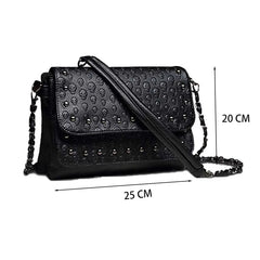 Punk Style Women Crossbody Bag Leather Small Skull Shoulder Bag