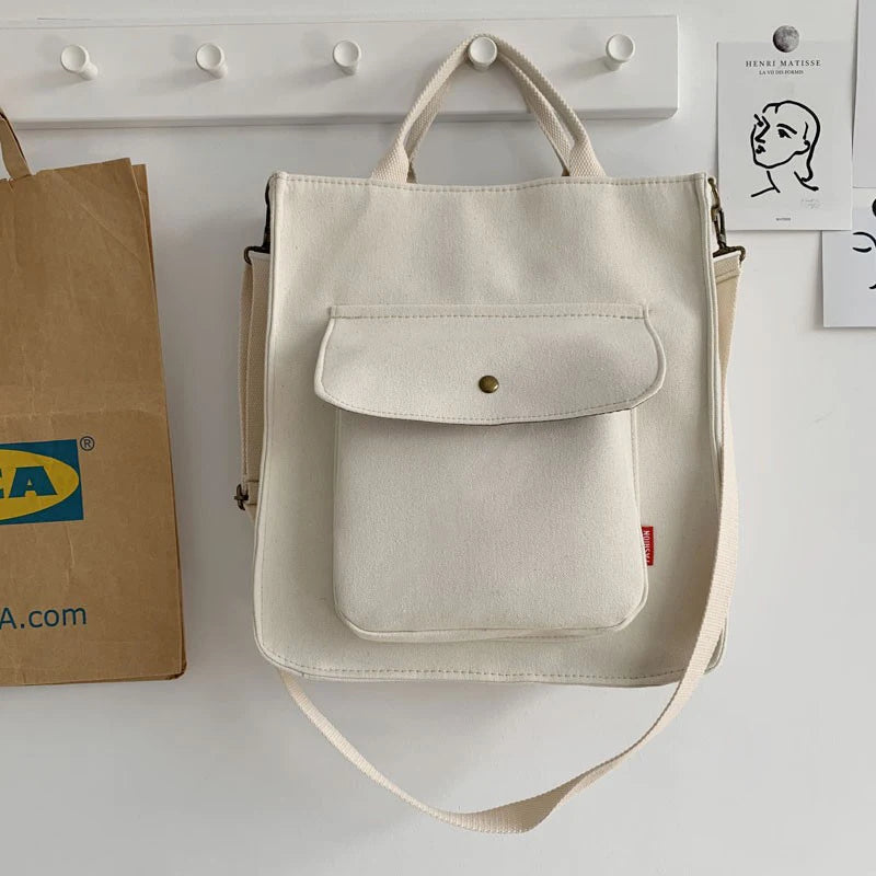 Canvas Casual Tote for College Girls Shoulder Bag