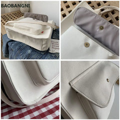 Canvas Casual Tote for College Girls Shoulder Bag