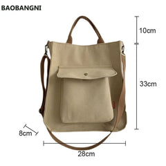 Canvas Casual Tote for College Girls Shoulder Bag