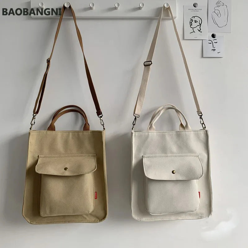 Canvas Casual Tote for College Girls Shoulder Bag