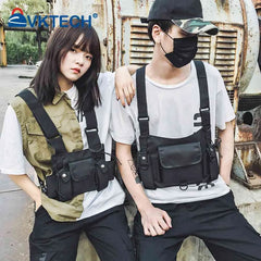 Chest Waist Functional Unisex Nylon Waistcoat Cross Bag