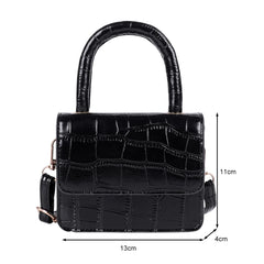Women Leather Mini Shoulder Handbags Lady Stone Pattern Casual Tote