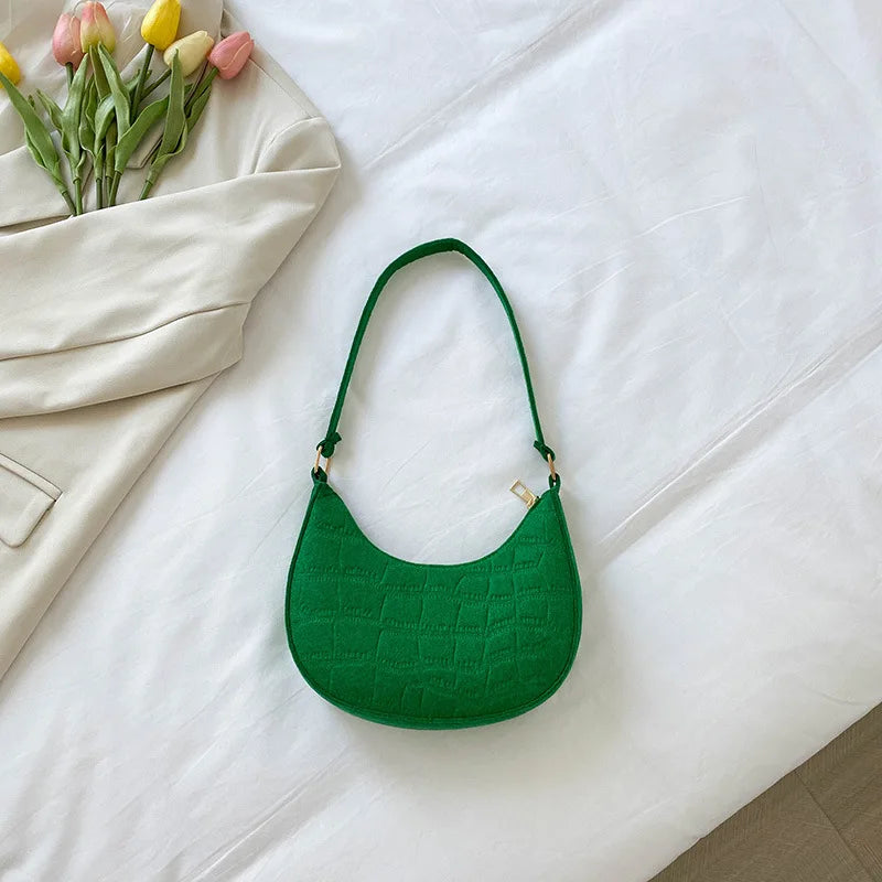 Green Chain Shoulder Pouch Mini Leather Tote Bag