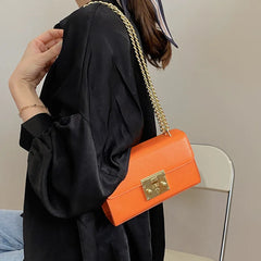 Small Square Crossbody Shoulder Bag with Metal Buckle Lock