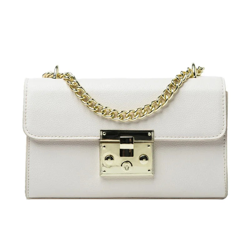 Small Square Crossbody Shoulder Bag with Metal Buckle Lock