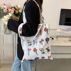 Vintage Women Shoulder Shopping Bags Handbags Purses Embroidered Flowers Design