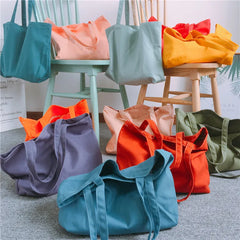 Canvas Shoulder Bag Women Solid Shopping Bag