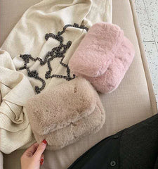 Plush Square Flip Chain Bag Messenger Plush Bag Tide