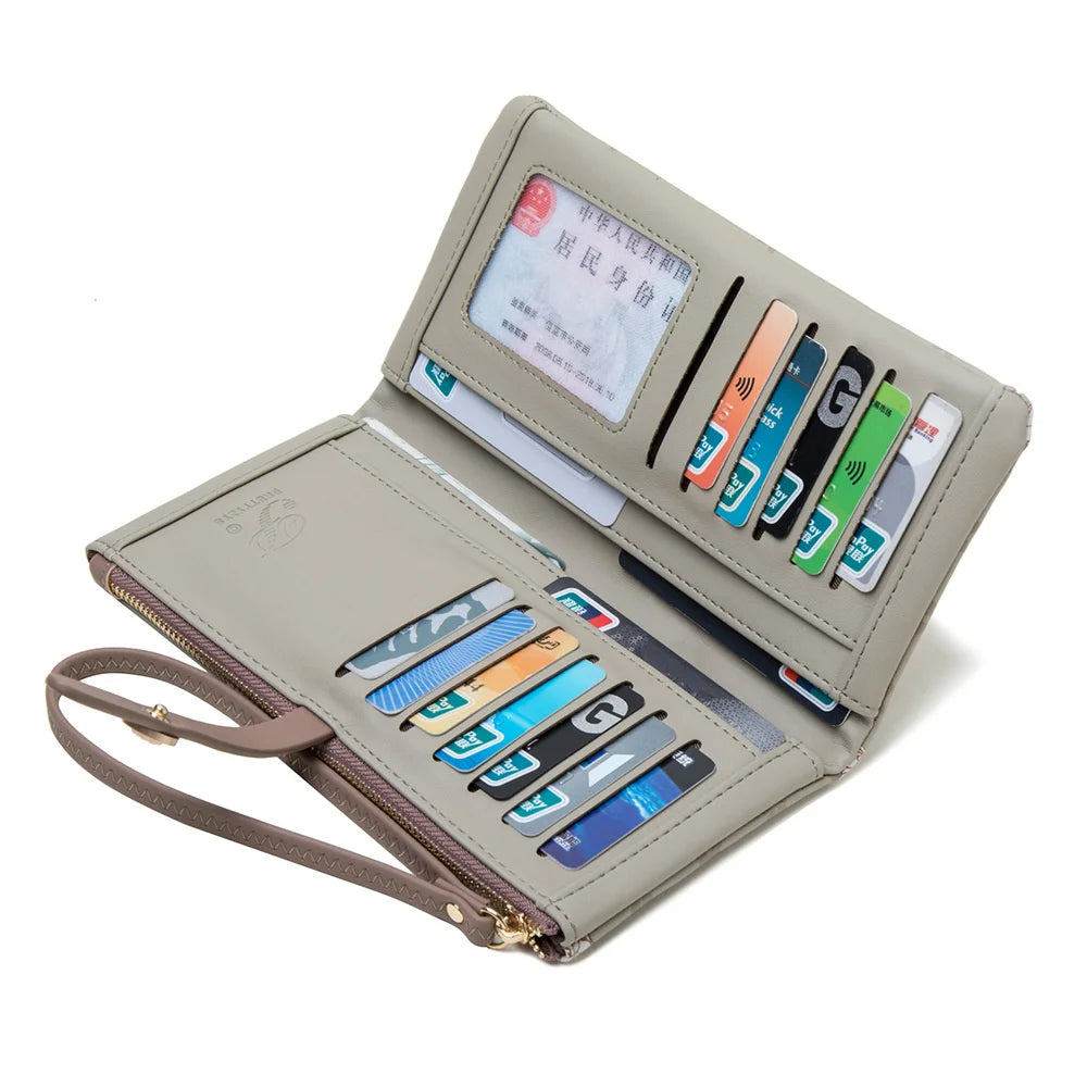 Purity Wallet Women's Long Small Fresh PU Printing Soft Surface Handbag