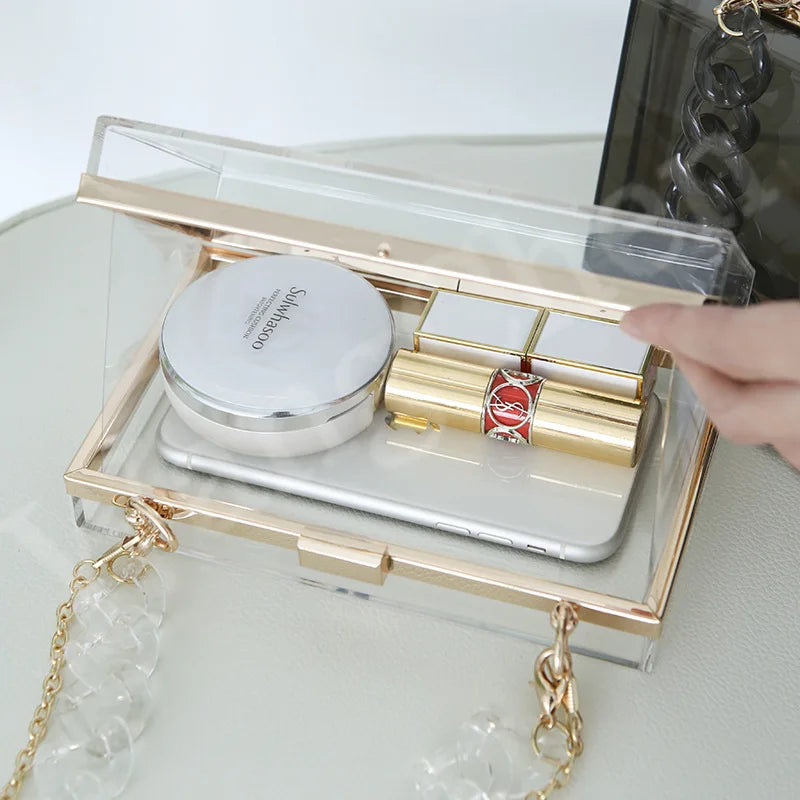 Clear Acrylic Clutch Bag Jelly Purse and Handbag for Women