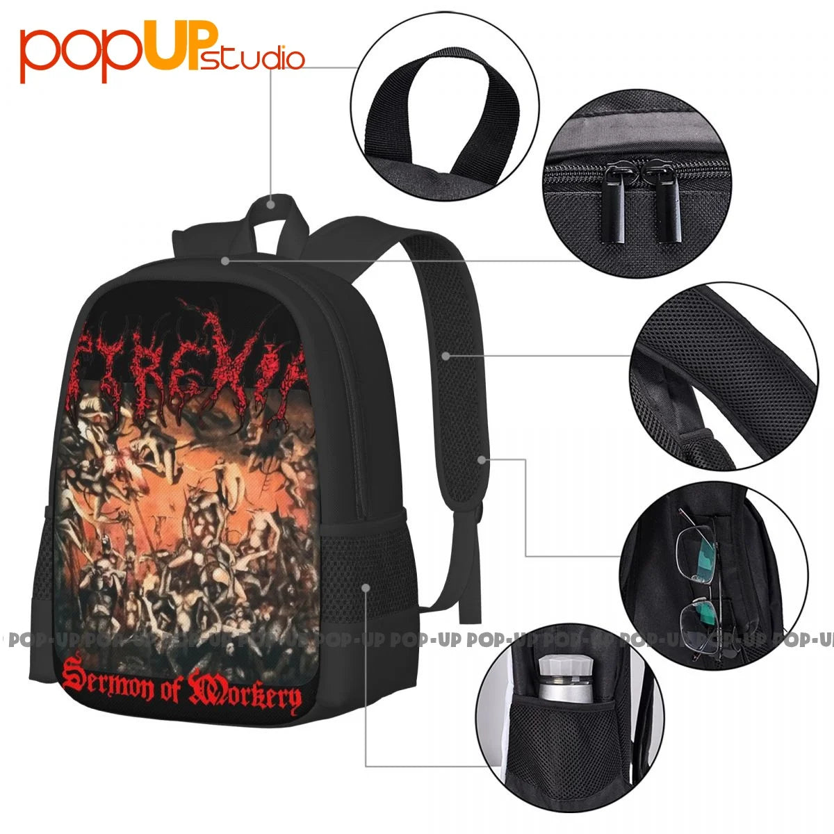 Pyrexia Sermon Mockery Death Metal Suffocation Immolation Nile Backpack