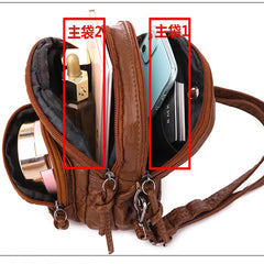QiaoSanSan Women's Handbag Soft Leather Feeling One-shoulder Retro Multi-layer L