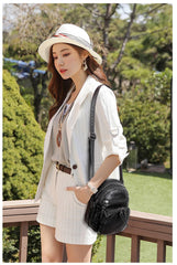 QiaoSanSan Women's Handbag Soft Leather Feeling One-shoulder Retro Multi-layer L