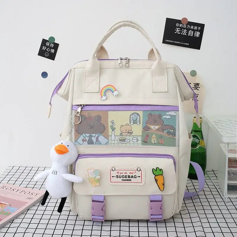 Canvas School Backpacks Women Cute Bookbags Travel Shoulder Bags