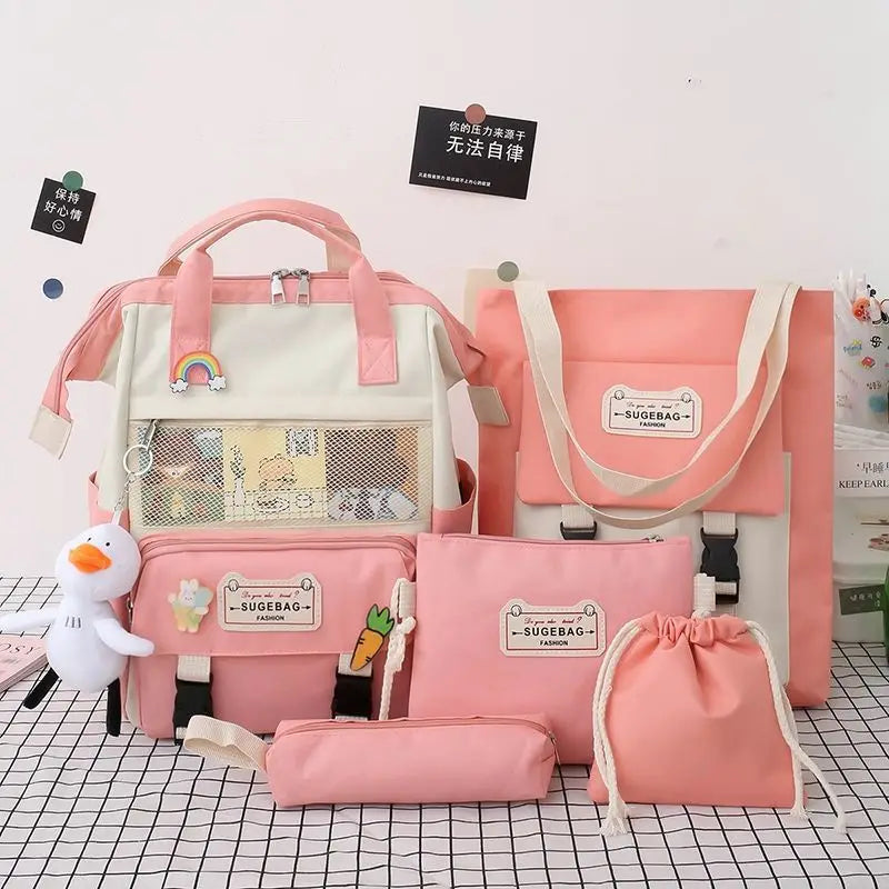 Canvas School Backpacks Women Cute Bookbags Travel Shoulder Bags