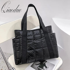 Qiaoduo Space Cotton Checkered Winter Duffel Bag for Women