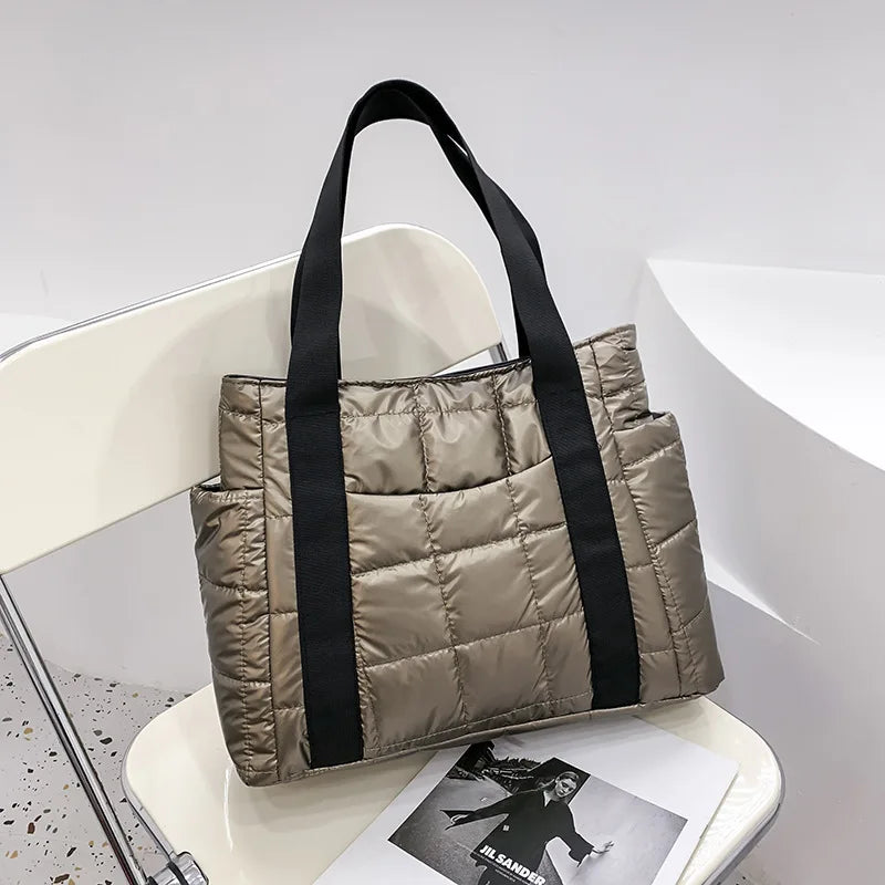 Qiaoduo Space Cotton Checkered Winter Duffel Bag for Women