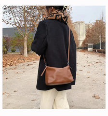 Qiaoduo Vintage PU Leather Shoulder Bag for Women Wide Belt Handbags