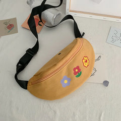 Qiuyin Bum Canvas Chest Bag Waist Bags for Women Zipper Belt Vintage Purse