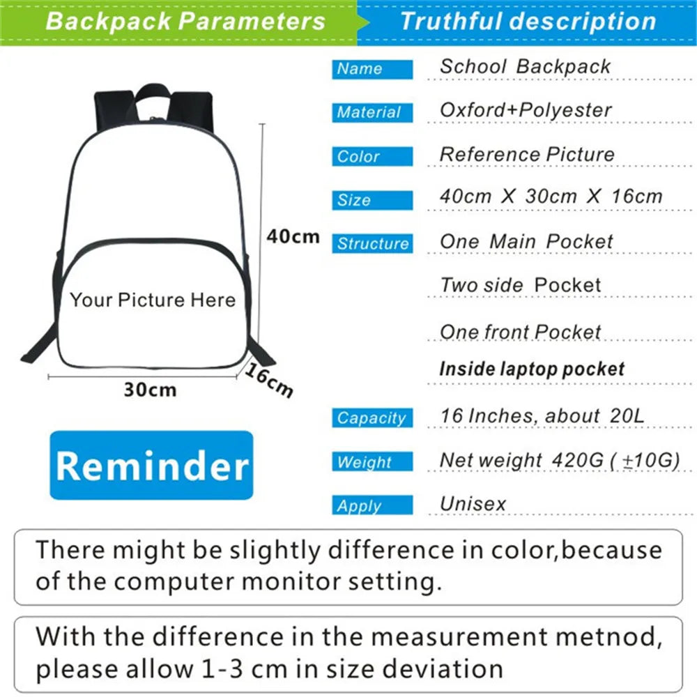 Quackity Backpack Canvas School Bag Teenager Girls Travel Mochila