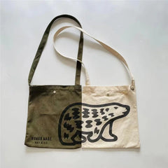 2023ss HUMAN Good Bag Men 1:1 Human Polar Bear Women Canvas One Shoulder Messeng