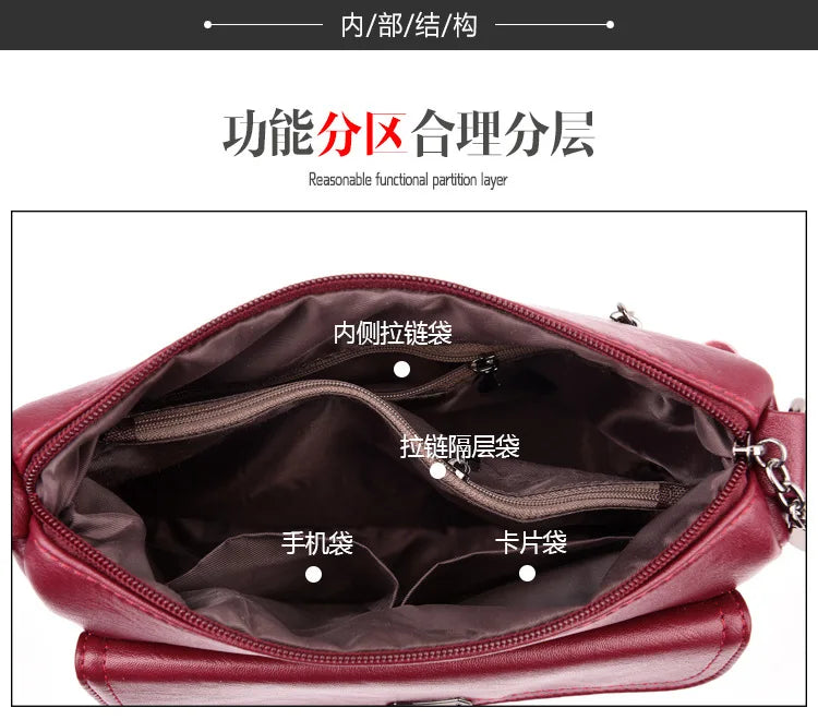 Women's PU Leather Crossbody Shoulder Bags with Multi-pocket Design