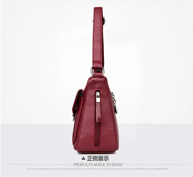 Women's PU Leather Crossbody Shoulder Bags with Multi-pocket Design