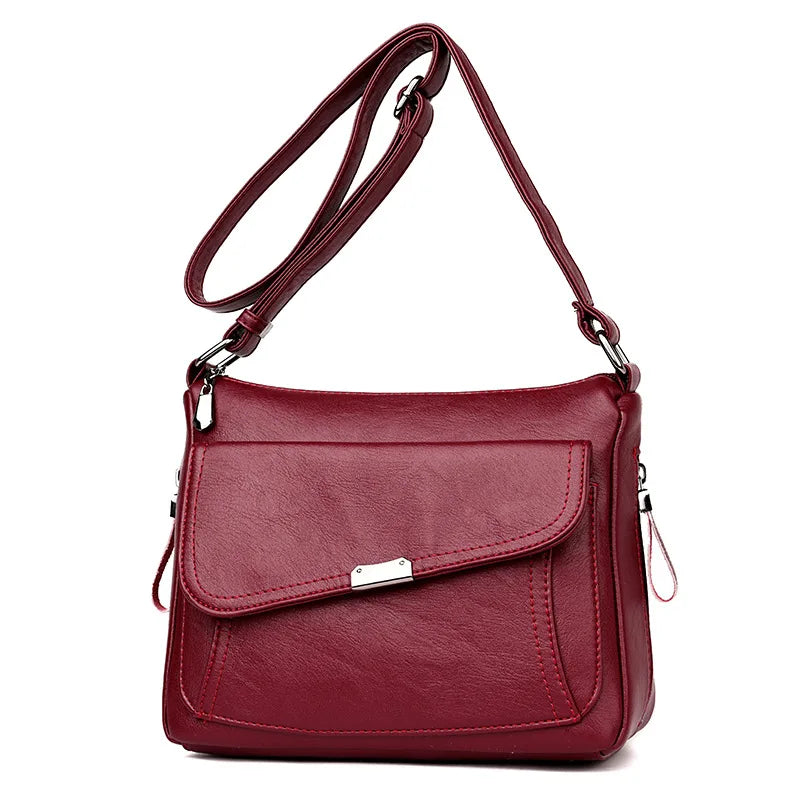 Women's PU Leather Crossbody Shoulder Bags with Multi-pocket Design