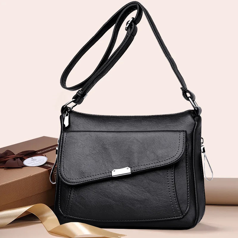 Women's PU Leather Crossbody Shoulder Bags with Multi-pocket Design