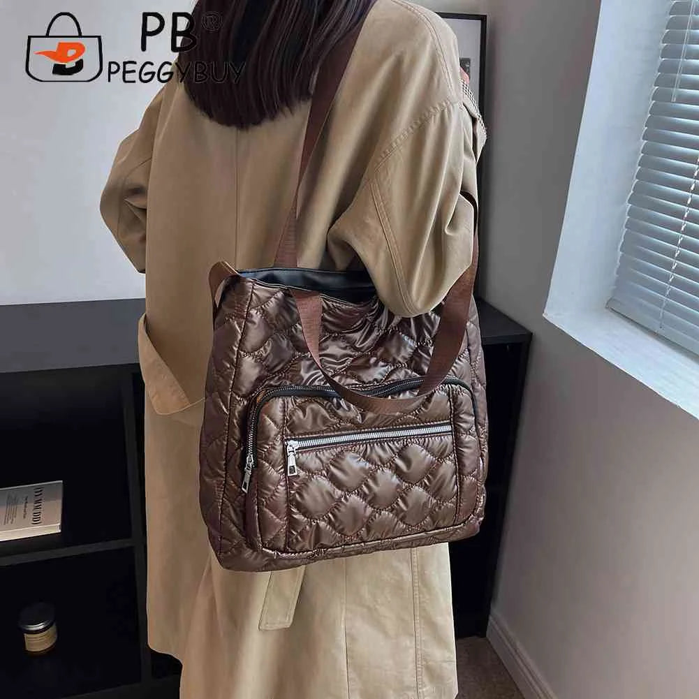Quilted Cotton-Padded Bag Nylon Winter Ladies Crossbody Bag