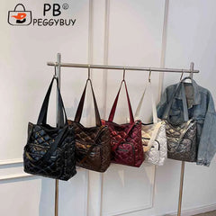 Quilted Cotton-Padded Bag Nylon Winter Ladies Crossbody Bag