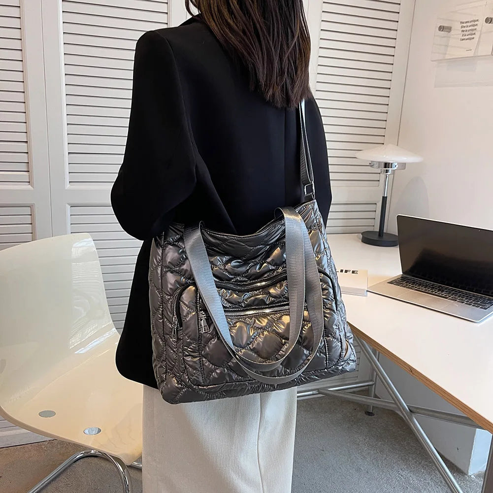 Quilted Cotton-Padded Nylon Ladies Crossbody Bag