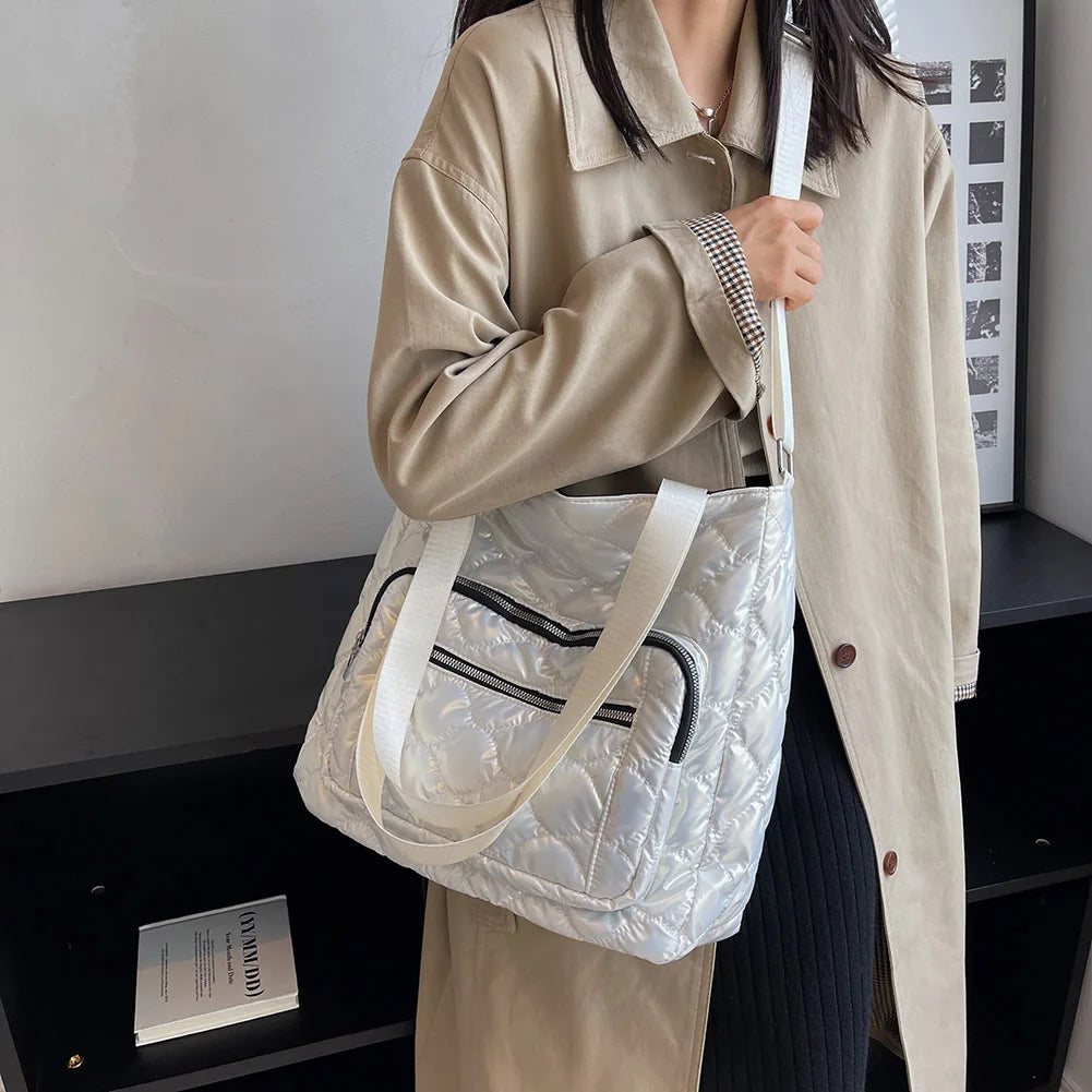Quilted Cotton-Padded Nylon Ladies Crossbody Bag