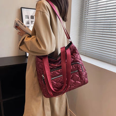Quilted Cotton-Padded Nylon Ladies Crossbody Bag