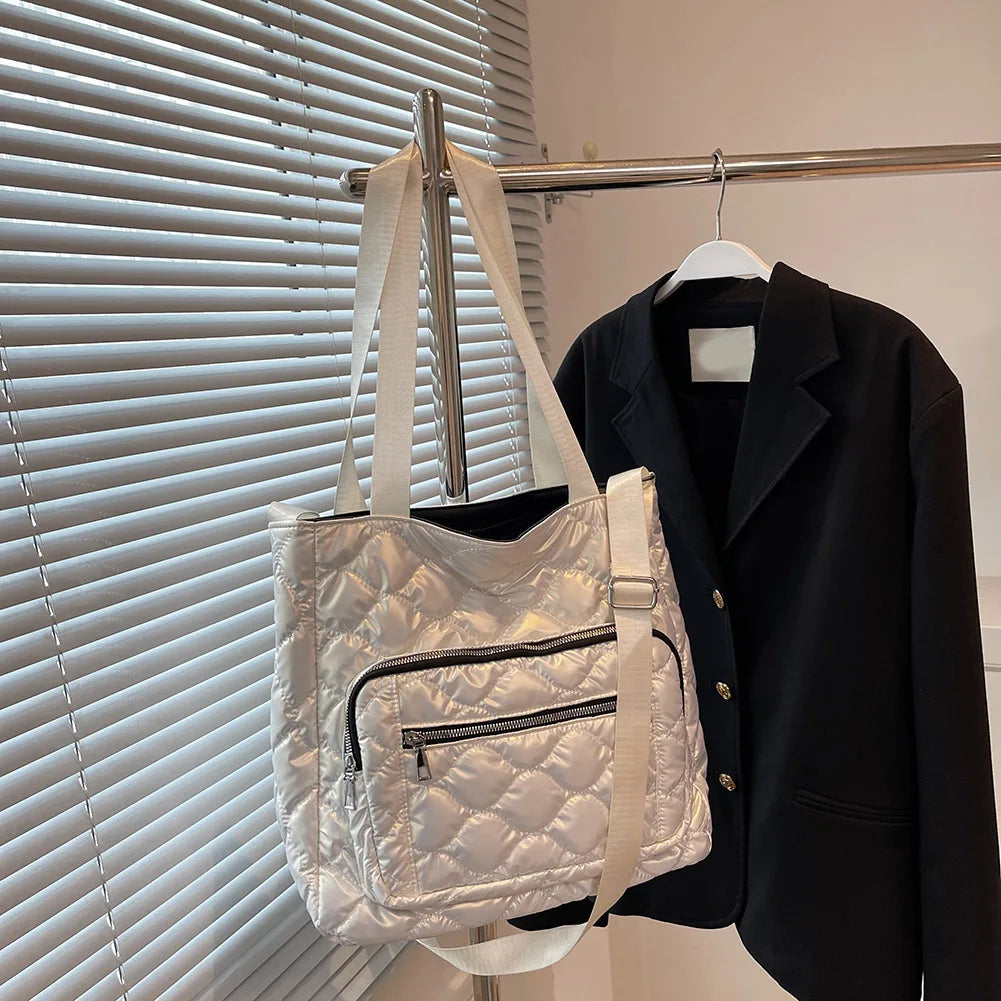 Quilted Crossbody Bag Nylon Winter Top-handle Waterproof Casual Warm