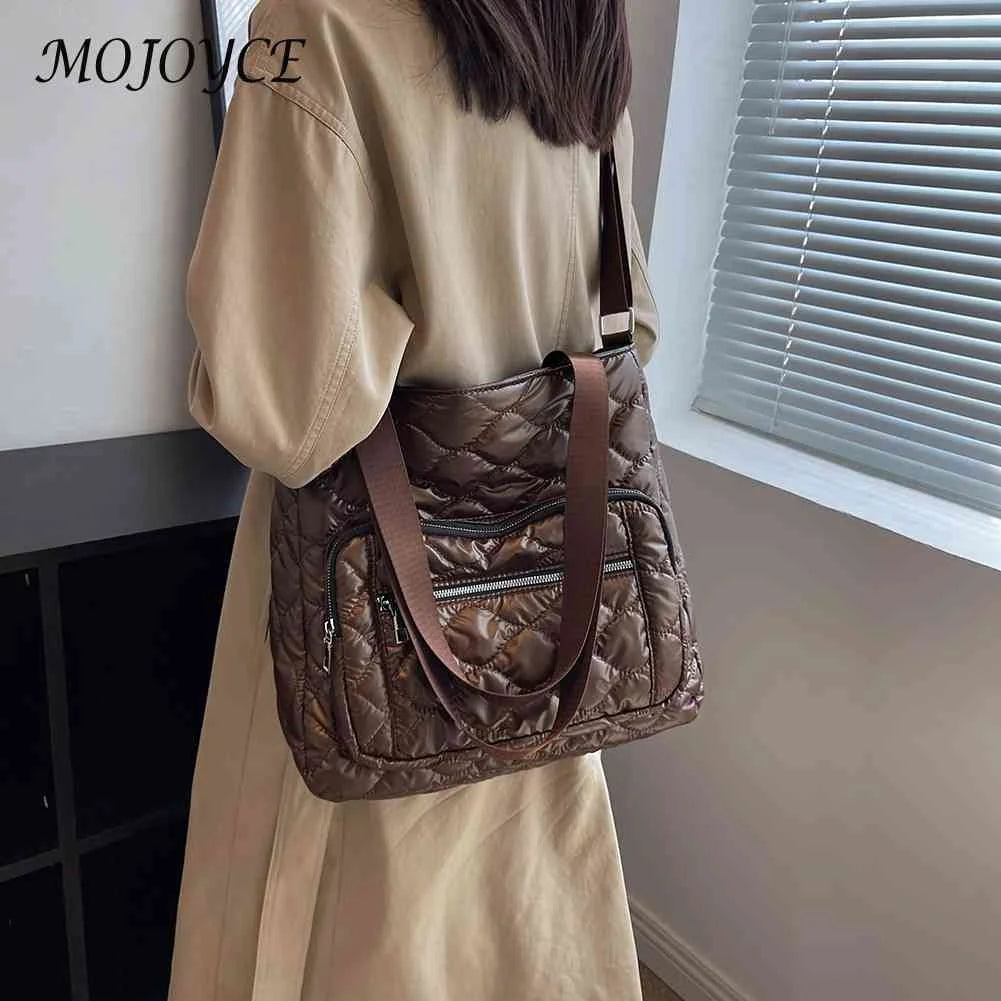 Quilted Crossbody Bag Nylon Winter Top-handle Waterproof Casual Warm