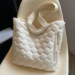 Quilted Ladies Shopper Bag Large Capacity Winter Commute Bag Cotton-Padded