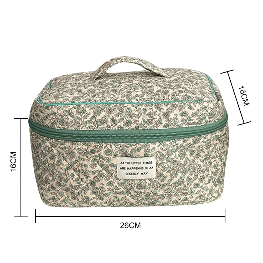 Quilted Cotton Makeup Handbag Toiletry Organizer