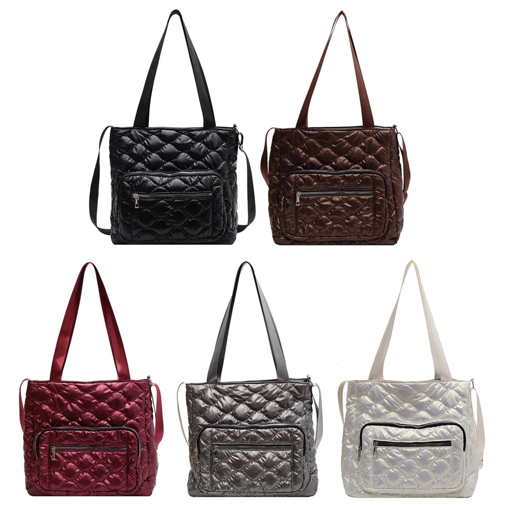 Quilted Messenger Bag Nylon Ladies Crossbody Bag Waterproof Soft Warm