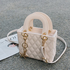 Quilted PU Leather Cross Thread Handbag Women Messenger Lady Crossbody Bag