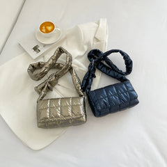 Quilted Shoulder Bag Casual Buckle Nylon Flap