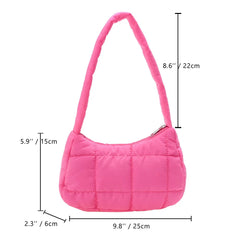 Quilted Underarm Bag Casual Check Ladies Handbags Winter Soft Warm