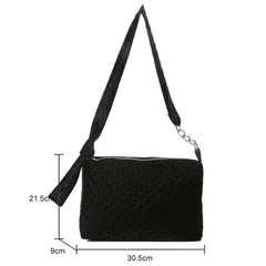 Quilted Cotton Crossbody Bag Diamonds Lattice Chains Zipper