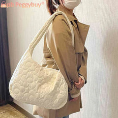 Quilted Women Tote Handbag Large Capacity Pleated Bubble Women Tote Bags Cotton