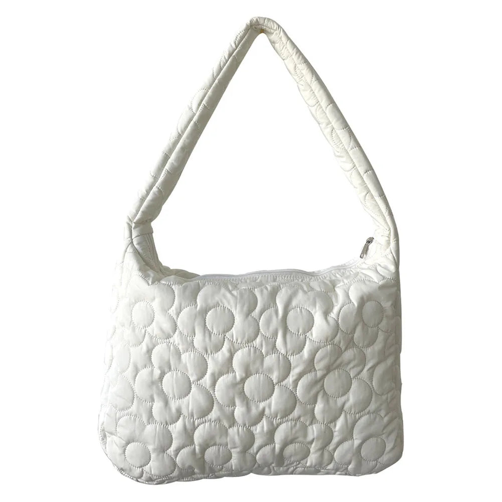 Quilted Women Tote Handbag Square Cotton Large Capacity Bag