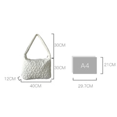 Quilted Women Tote Handbag Square Cotton Large Capacity Bag